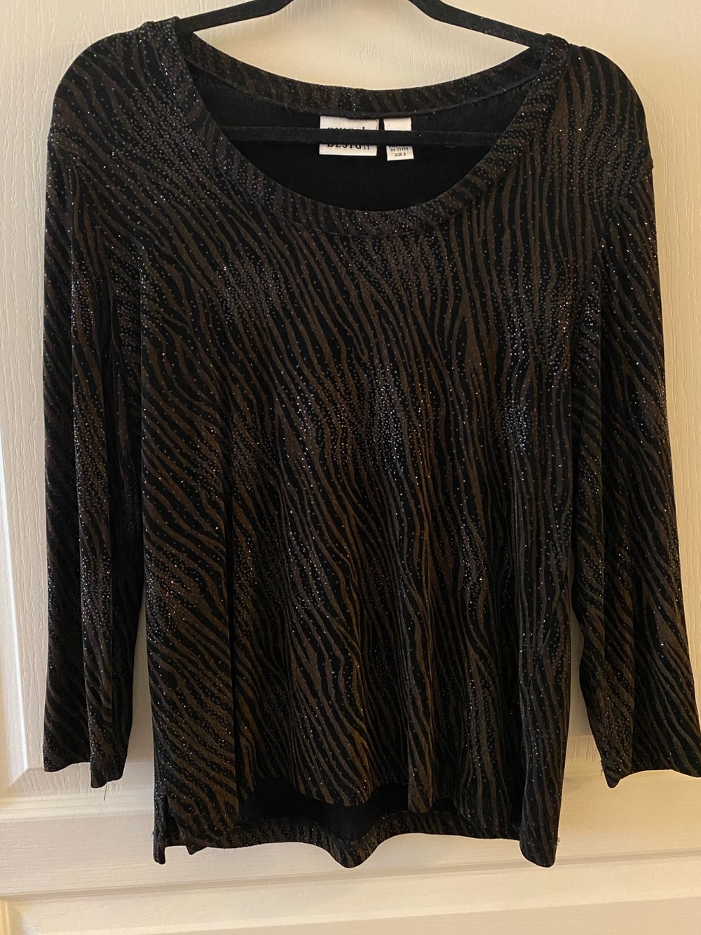 CHICO'S Design Tiger Print w/ Jewels Top in Brown - L